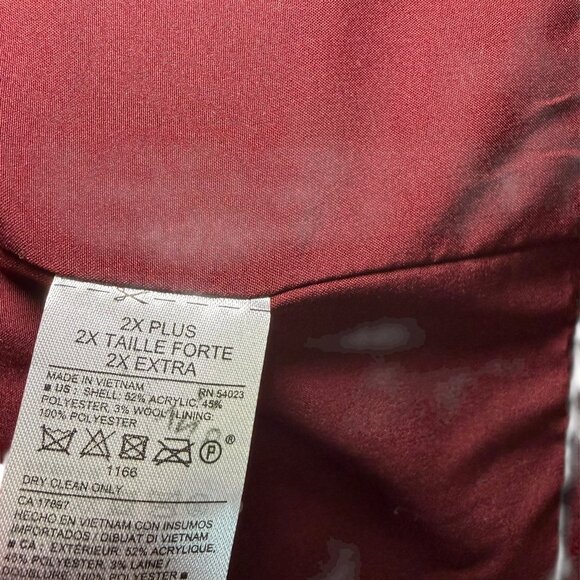 Old Navy Soft Brushed Peacoat Red Burgundy 2X Plus Double Breasted Coat - Picture 5 of 6